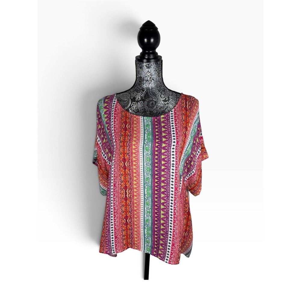 Maeve Anthropologie Boho Multicolor Striped Print Tunic Top Large